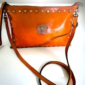 Beautiful like New Pratesi Firenze Studded Leather
Crossbody in Cognac/Brown